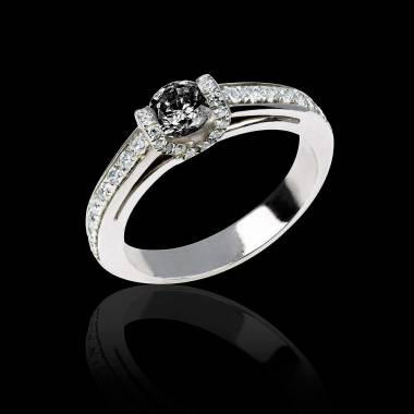 Verlobungsring mit schwarzem Diamant in Weissgold Hera