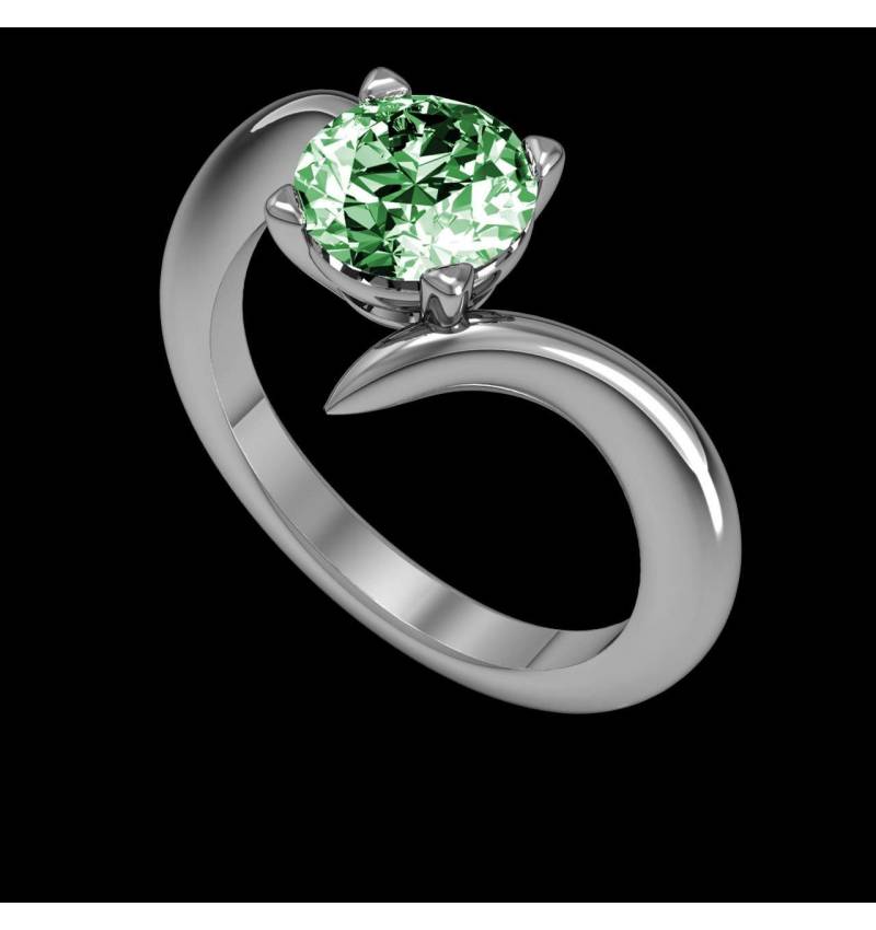 Verlobungsring mit Smaragd in Weissgold Serpentine