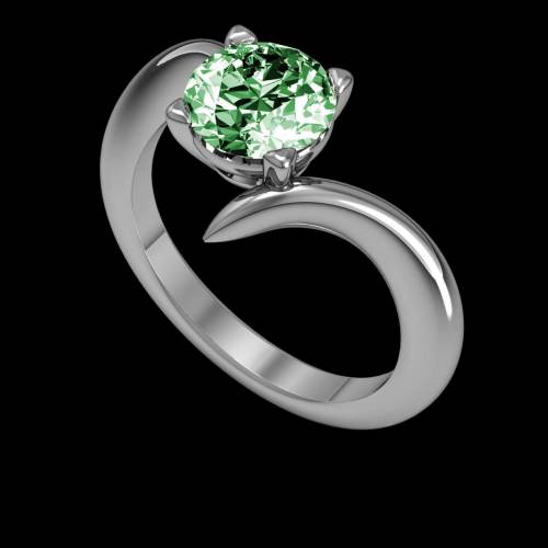 Verlobungsring mit Smaragd in Weissgold Serpentine