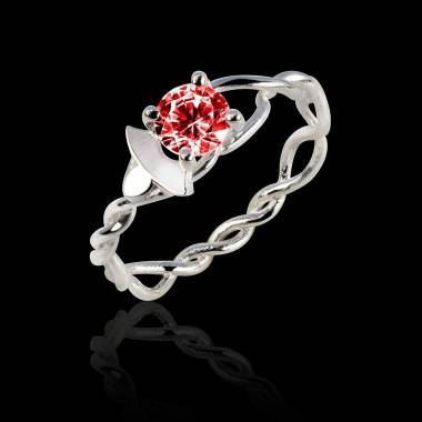 Bague de fiançailles rubis or blanc Vigne