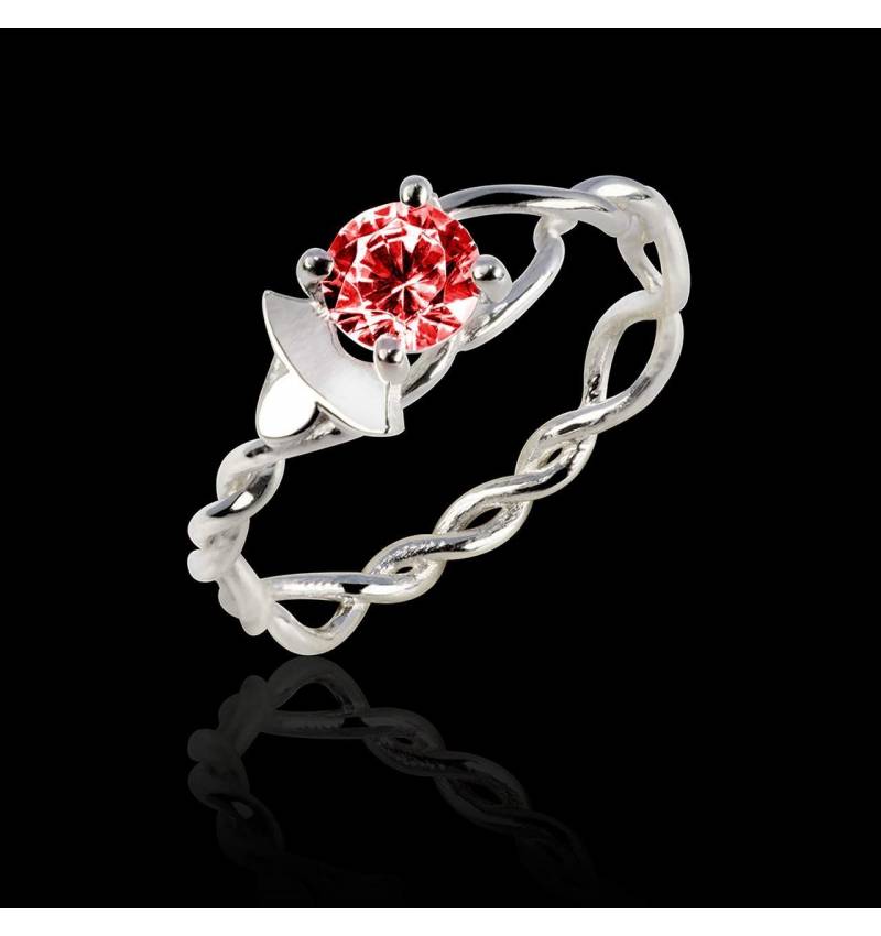 Bague de fiançailles rubis or blanc Vigne