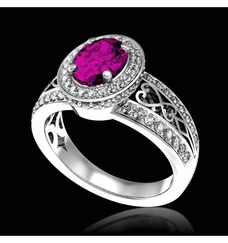 Verlobungsring mit rosa Saphir in Weissgold Tsarine