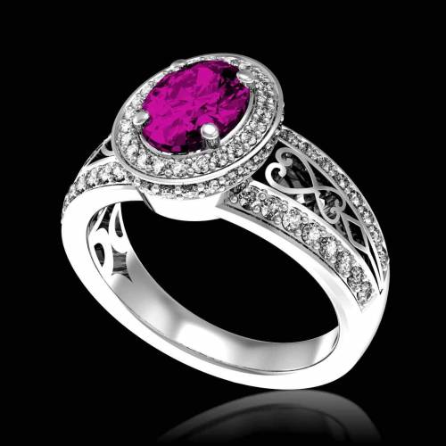 Verlobungsring mit rosa Saphir in Weissgold Tsarine