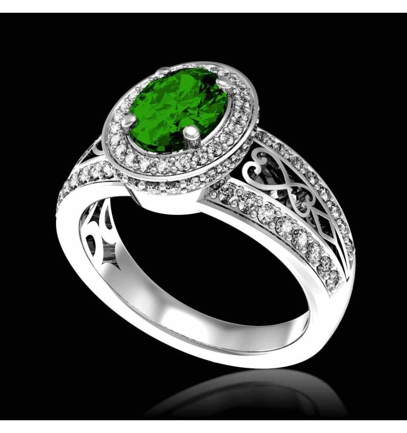 Verlobungsring mit Smaragd in Weissgold Tsarine