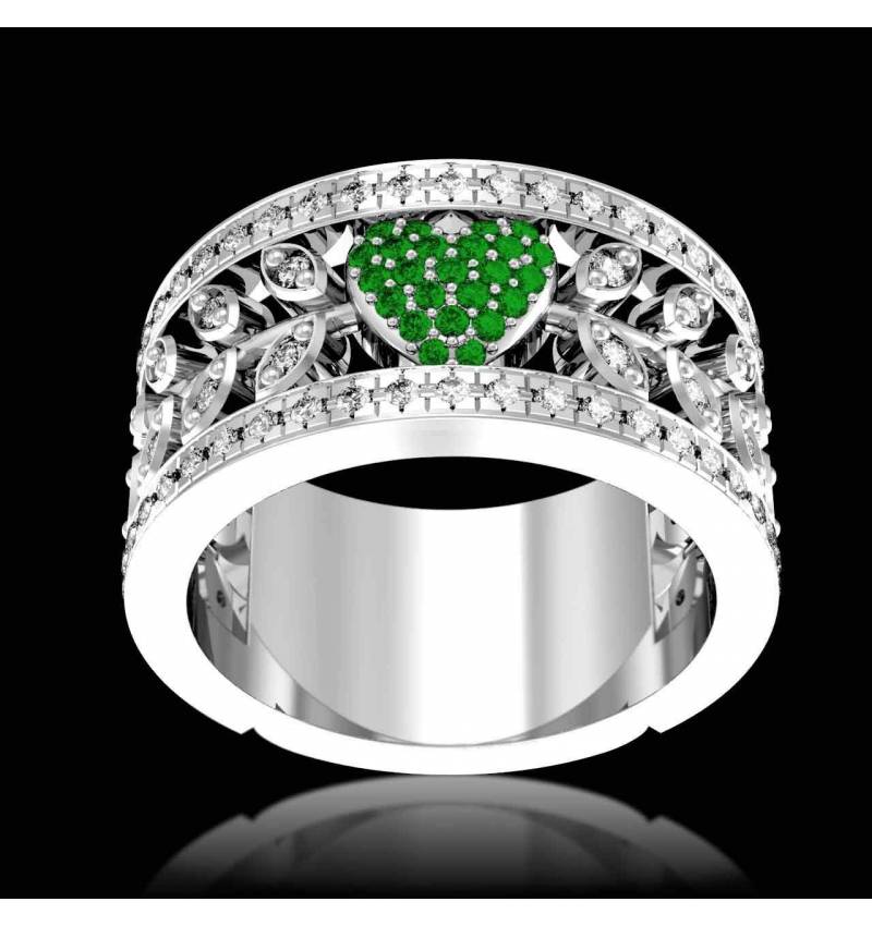 Verlobungsring mit Smaragd in Weissgold Flowers of Love