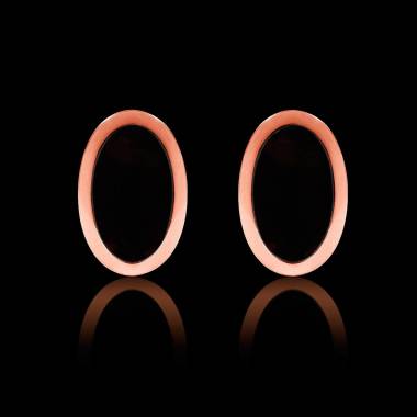 Rosévergoldete Manschettenknöpfe chevalière Ovum Onyx