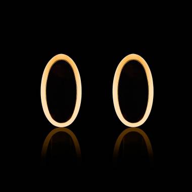 Vergoldete Manschettenknöpfe chevalière Ellipsis Onyx 
