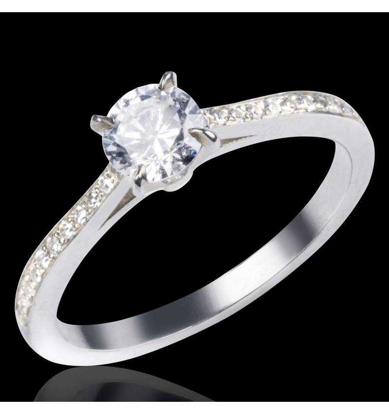 Verlobungsring in Weissgold mit Diamantverzierung Elodie