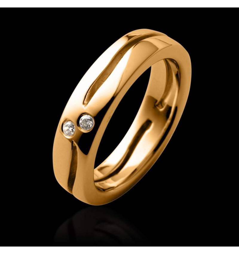 Trauring in Gelbgold mit Diamant Etoiles Filantes