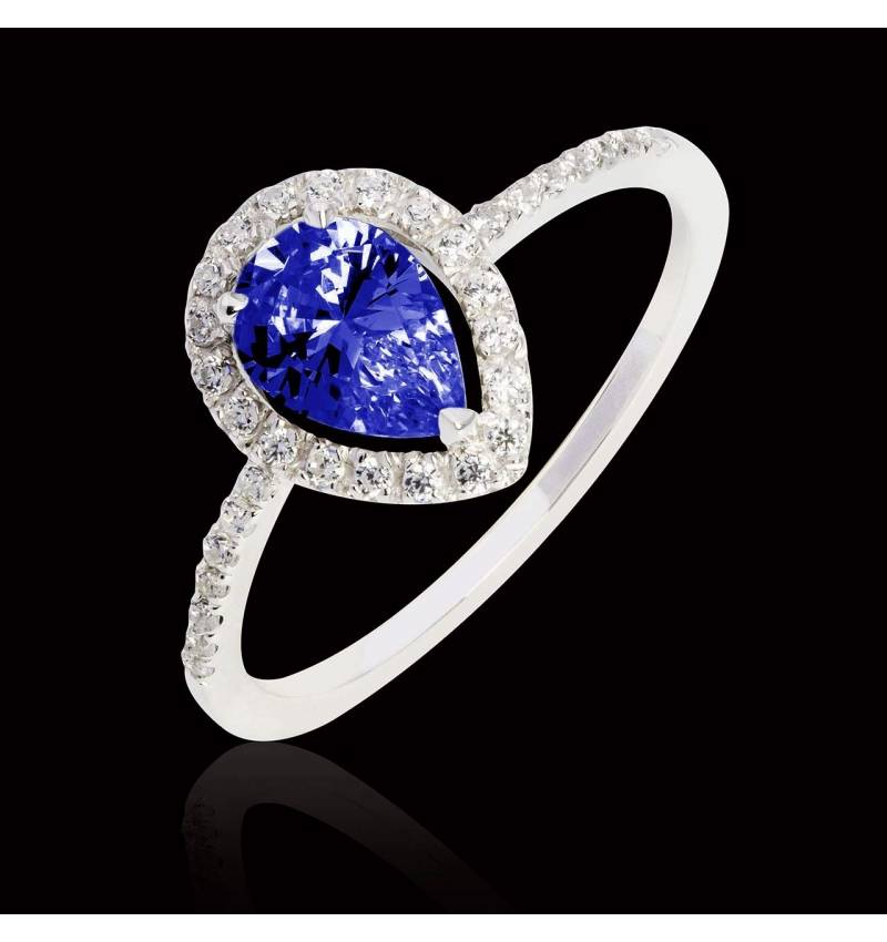 Bague saphir bleu poire Sandra