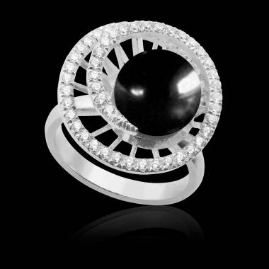 Bague perle noire Tahiti Corinne