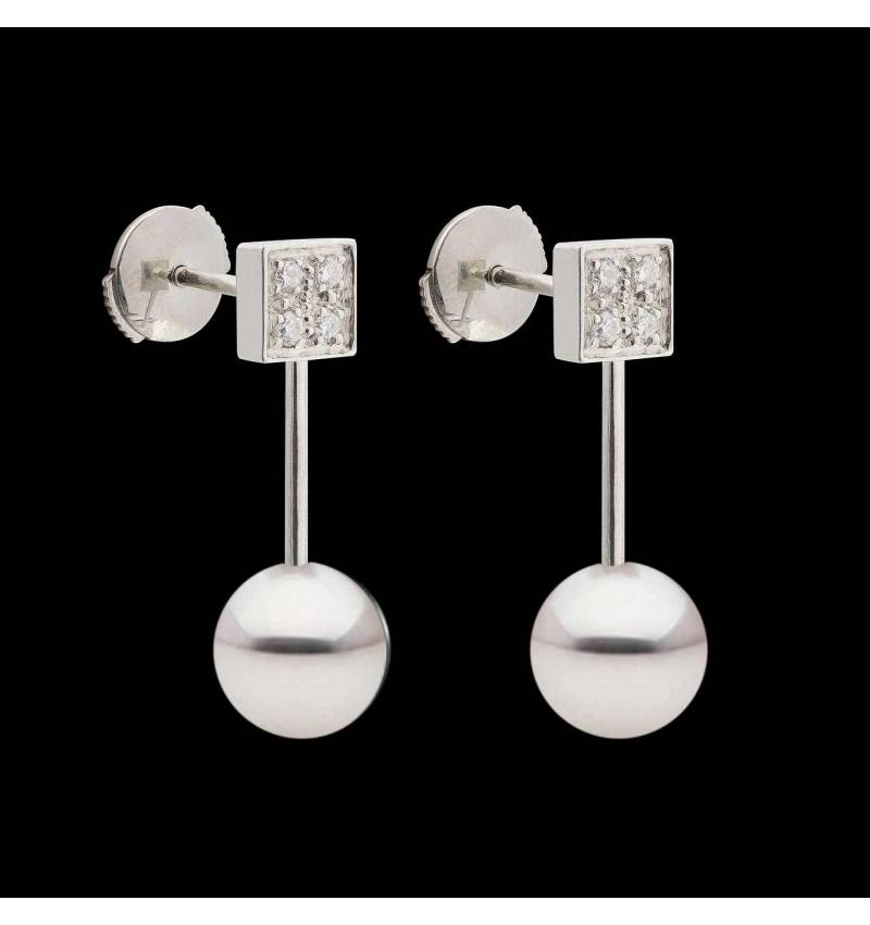 Boucles d'oreilles perle et diamant Archipel Boucles d'oreilles perle et diamant Archipel