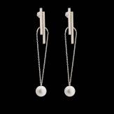 Boucles d'oreilles Art déco chaîne perle blanche