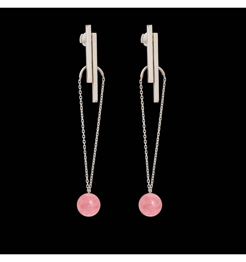 Boucles d'oreilles Art déco chaîne perle rosée Boucles d'oreilles Art déco chaîne perle rosée