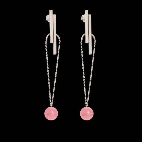 Boucles d'oreilles Art déco chaîne perle rosée