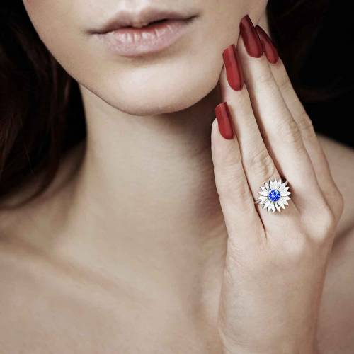 Bague saphir bleu Marguerite Solo