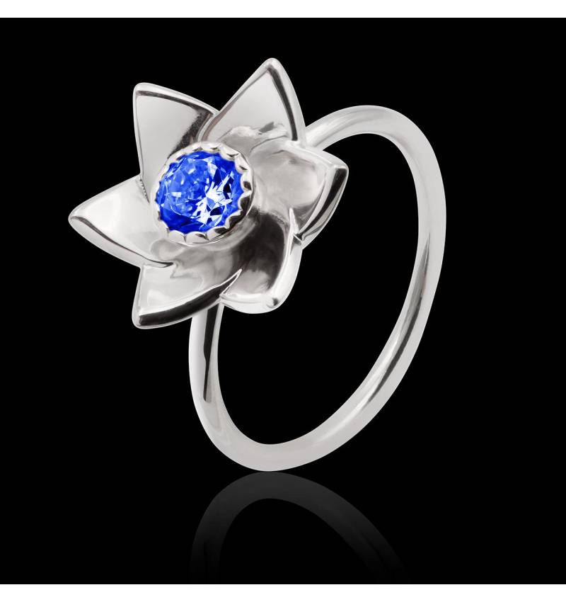 Bague saphir bleu Jonquille solo