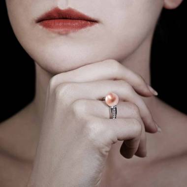 Bague perle rosée Melina