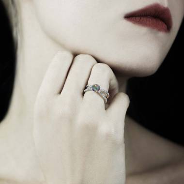 Bague opale noire Amandine