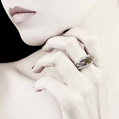 Bague opale noire Regina...