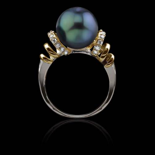 Bague perle Tahiti noire Hina