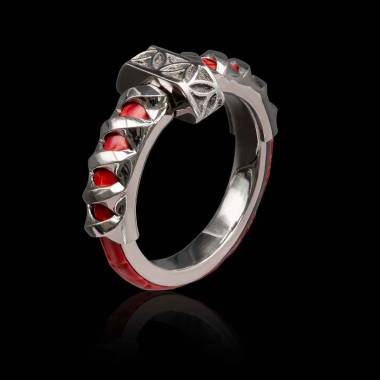 Bague homme or blanc Katana